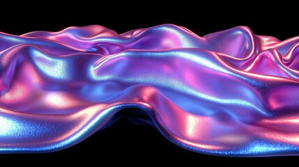 Canvas Print -   Pink-blue wave material on black background with space for text/image