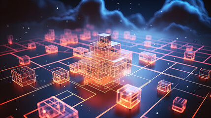 Poster - Data cloud structure concept with digital technology cloud sign for online backup and network compute power service.
