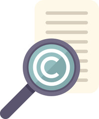 Poster - magnifying glass is examining a document with a copyright symbol, emphasizing the importance of inte