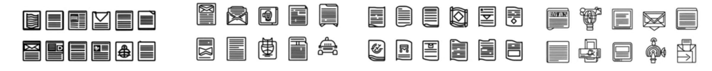 Suitable for web design, logo, apps, templates, and user interfaces. Newspaper, newsletter, newsprint icons set.