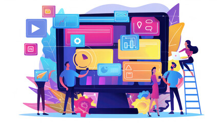 Wall Mural - a marketing team overseeing brand management efforts to ensure consistent messaging and visuals acro