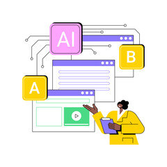 Poster - A-B Testing and AI-Refined Marketing abstract concept vector illustration.