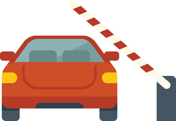 Poster - red car is waiting at an automatic barrier gate