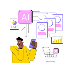 Poster - AI-Reduced Cart Abandonment Rates abstract concept vector illustration.