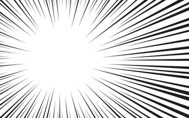 manga comic effect banner with speed rays in retro style. black action line speed effect. cartoon st