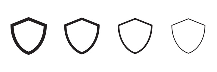 Wall Mural - outlined security shield illustration isolated in 4 variations shape set. vector icons in flat style