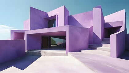 Wall Mural - Geometric Elegance: Minimalist Abstract Architecture in Soft Purple Hues and Gentle Shadows