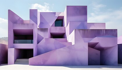 Wall Mural - Geometric Elegance: Minimalist Abstract Architecture in Soft Purple Hues and Gentle Shadows