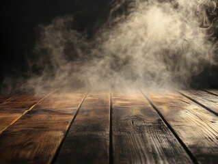 Poster - smoke on wood table background