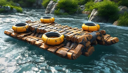 Futuristic 3D Raft Design with High-Tech Features