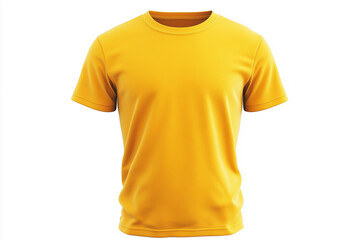 Wall Mural - yellow shirt with no design on it. The shirt is sitting on a white background. The shirt is plain and simple, with no patterns or designs