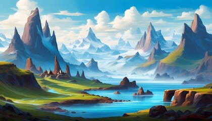 Wall Mural - Majestic Viking Landscape with Dramatic Mountains and Serene Fjords