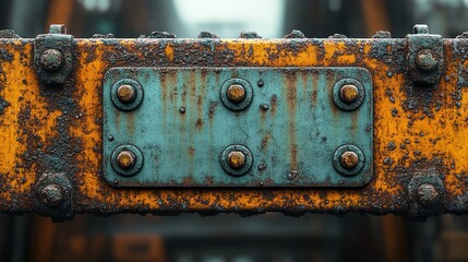 Canvas Print - Rusty Metal Plate with Bolts - Industrial Texture Background