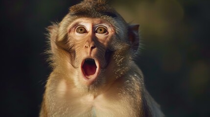 Poster - A monkey with a surprised expression. AI.