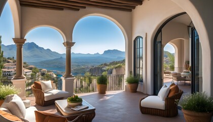 Wall Mural - Tuscan villa in a tranquil Scottsdale community featuring a private courtyard and luxurious spa