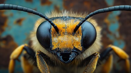 Sticker - Close-Up Macro Photography of a Bee's Face