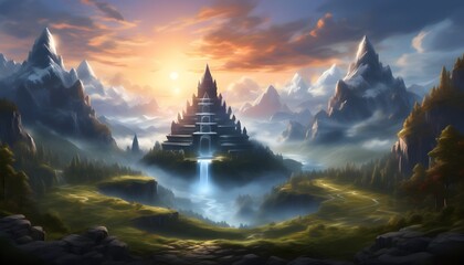 Wall Mural - Mysterious Temple of Darkness in Enigmatic Game Art