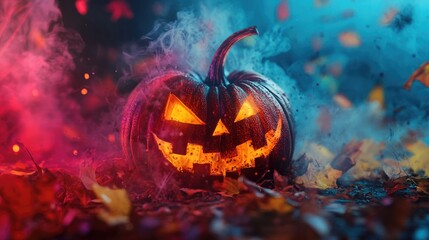 Canvas Print - Halloween pumpkin creativity on a vibrant backdrop