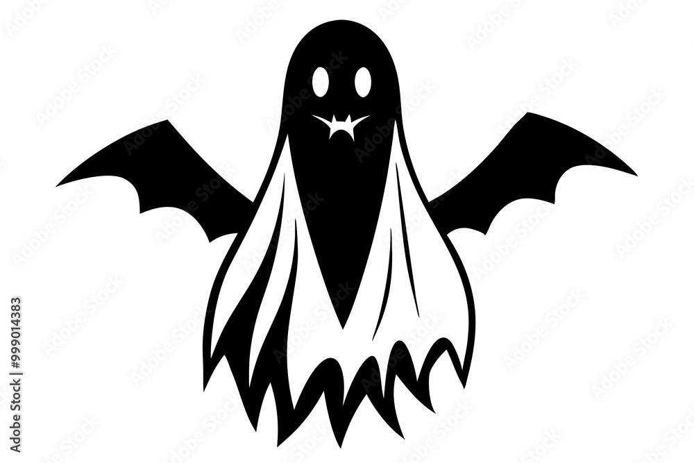 Spooky Halloween Ghost Silhouettes | Scary Black and White Vector ...