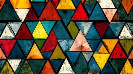 Abstract geometric background with colorful triangles.