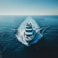 Canvas Print - Luxurious yacht gliding through calm waters on a sunny day