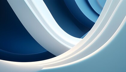 Wall Mural - Ethereal Blue Abstraction with Curved Light Lines and Circular Patterns