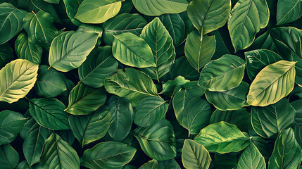 A green and lush foliage background with various leaves.