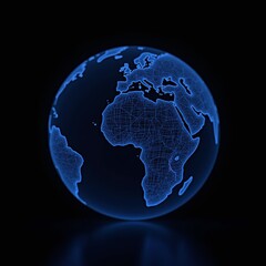 Wall Mural - blue earth globe hologram on black background