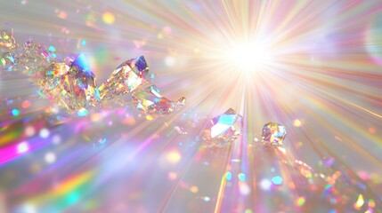 Wall Mural - Abstract background with sparkling crystals and light rays.