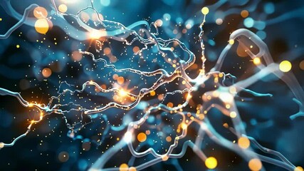 Poster - glowing neuronal network transmitting electrical signals representing brain activity, concept of art