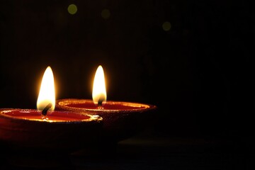 Diwali festival of lights tradition Diya oil lamps against