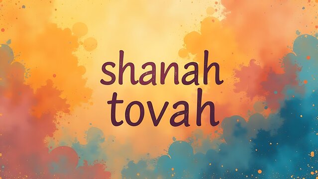 A cheerful, abstract background with the
Hebrew phrase 