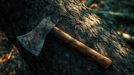 Rustic Axe on Tree