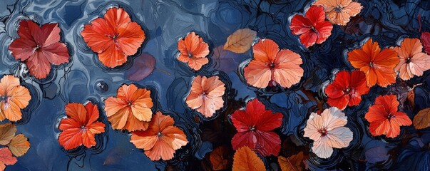 Wall Mural - Vibrant Floral Reflections in Water