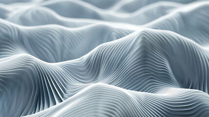 Abstract white and grey flowing lines, wavy pattern background.