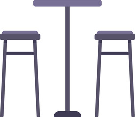 Poster - Simple icon of a bar table with two stools, perfect for representing a dining or drinking area