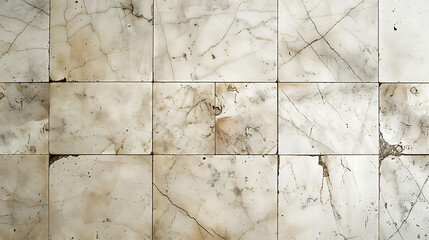 Wall Mural - Close-up of cracked and worn marble tiles.