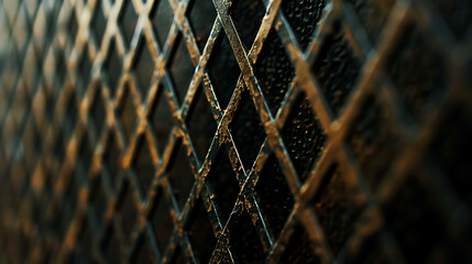 Close-up of a rusty metal grate, showing texture and detail.