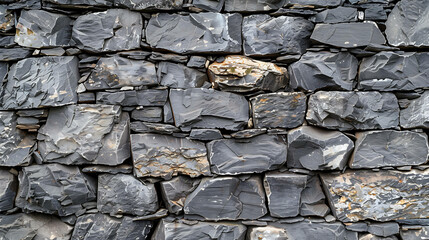 Wall Mural - Close-up of a dark, rough stone wall.