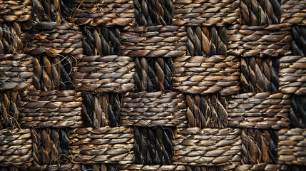 Wall Mural - Close-up of woven natural fiber  texture.