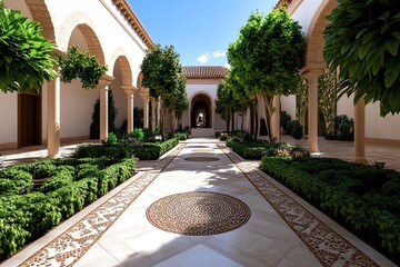 Aufkleber - 3D digital rendering of Malagaâ€™s Alcazaba, where users can explore the ancient fortress in a virtual environment, interacting with its gardens and courtyards