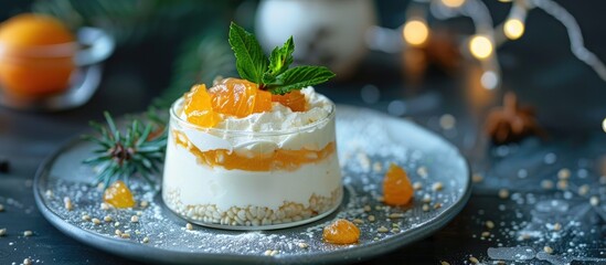 Grain Curd With Cream And Apricot Jam