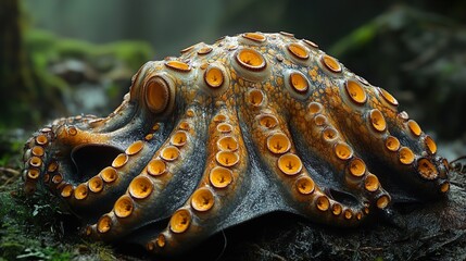 Canvas Print - Close Up of an Octopus with Striking Yellow and Black Pattern