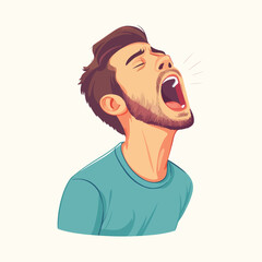 A man yawning flat illustration