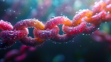 Wall Mural - close up of a wet chain, macro photography
