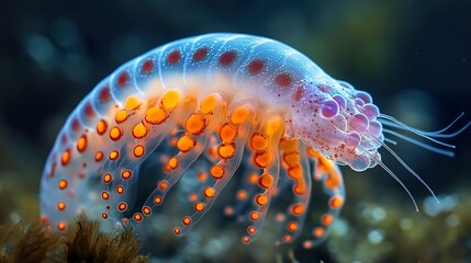 Canvas Print - Stunning Close-Up of a Bioluminescent Jellyfish in the Ocean