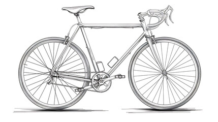 Wall Mural - Black and white illustration of a vintage road bike.