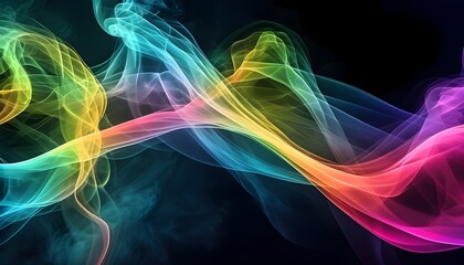 Wall Mural - Vibrant Abstract Smoke Waves Dancing in Shadows