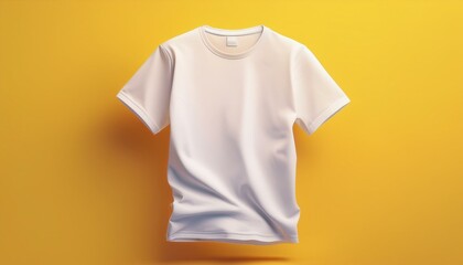 white t-shirt on yellow background