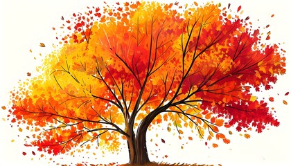 Wall Mural - Colorful Autumn Tree Illustration Showcasing Vibrant Red, Orange, and Yellow Leaves Celebrating the Beauty of the Fall Season